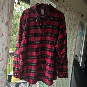 Brooks Brothers Red and Black Plaid Button-Up Shirt